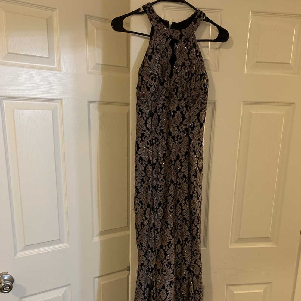Black and silver evening gown